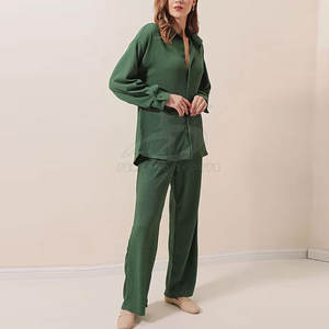 Women's Eco-Friendly 2-Piece Solid Button Cotton Co-Ord Set with Full Sleeve <b>Top</b> and Regular Fit Pants for Casual Daily Wear - Product Image 6