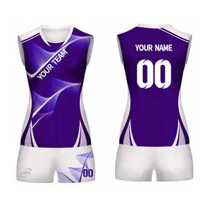 New Arrival girls blue white volleyball jerseys custom volleyball uniform designs for women volleyball uniform kids