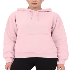 Sudaderas con capucha de algodón gris personalizadas para mujer, ropa informal deportiva estampada para mujer, Frente para entrenamientos de otoño e invierno con - Product Image 1