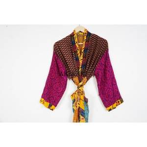 Bata de Verano para Mujer, Estilo Vintage, con Estampado Floral de Seda, Kimono, Bata de Baño, Vestido Largo, Transpirable - Product Image 2