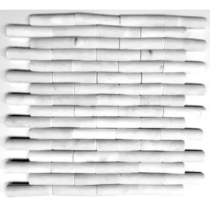 Carrelage mural en mosaïque de bambou 3D aiguisé 12x12 en marbre de Carrare travertin naturel et calcite de granit pour une utilisation en extérieur - Product Image 1
