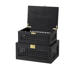 Caja decorativa de ratán de Color antiguo Vintage de alta calidad para joyería, cierres de Metal de madera maciza rectangulares hechos en Vietnam, venta al por mayor - Product Image 1