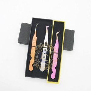 Pinzas de extensión de pestañas de acero inoxidable de tono dorado rosa alto Patrón de diamante Puntiagudo Probado a mano Múltiples recubrimientos en polvo - Product Image 2