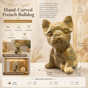 Bulldog Francés Tallado a Mano en Cristal Natural, Producto Nuevo en Venta, Cristal Curativo al por Mayor - Product Image 3