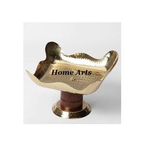 Bol à nourriture en acier inoxydable martelé et en bois avec une forme ronde de qualité supérieure, bol à servir pour les bonbons en vrac - Product Image 6