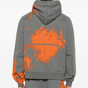 Sweat à capuche ample pour homme en coton 100% de haute qualité, imprimé numérique lavé, uni, style streetwear - Product Image 6