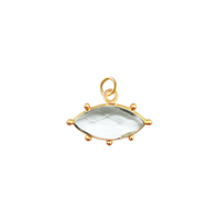 Pendentif Breloque en Argent Sterling 925 avec Cristal de Quartz Facetté Marquise, Monture Vermeil Or, pour Fabrication de Bijoux DIY, Romantique Unisexe