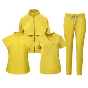 2025 venta al por mayor Scrubs alta calidad personalizada manga larga Scrub chaqueta mujeres hombres Doctor enfermera Hospital médico Scrub uniformes conjunto - Product Image 4