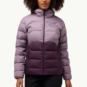 Veste matelassée décontractée pour femmes à capuche, respirante, séchage rapide, coupe-vent, légère, en polyester imprimé brut, rembourrage en coton - Product Image 1