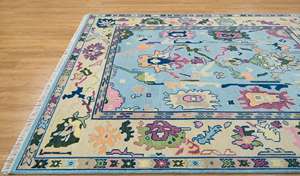 Tapis turc de style noué à la main en laine Oushak de haute qualité, taille personnalisée, couleur unie, antidérapant, lavable, à poils courts, pour le sol de la maison - Product Image 6
