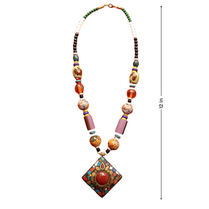 Collar de Cuentas con Colgante de Mosaico Geométrico Bohemio Multicolor, Acero Inoxidable, Corazón, Flor, Mariposa, Número, Diamante, Perla - Product Image 6