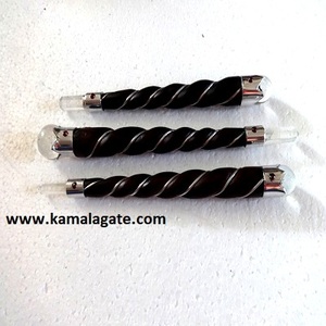 Wholesale Spiritual Rose wooden stick Type Twisted Reiki Wooden Sticks Tibetan <b>Wand</b> <b>Crystal</b> Healing Stick semi-precious stone craft - Product Image 3