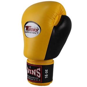 Gants de boxe jumeaux noirs et jaunes en cuir de vache véritable, logo et designs personnalisés, équipement de combat professionnel - Product Image 2