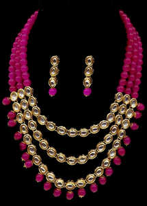 Ensemble de colliers cloutés en pierre de Kundan plaquée or pour femmes bijoux de mariée traditionnels indiens avec boucles d'oreilles, pour les occasions spéciales - Product Image 2