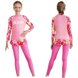 3-12 enfants filles garçon 3 pièces haut de maillot de bain avec short pantalon ensemble Upf 50 + Rash Guard maillot de bain pour la natation Haus Industries - Product Image 2
