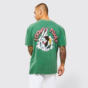T-shirt délavé à l'acide 100% coton Style streetwear vintage Logo personnalisable Respirant Écologique Devant vierge Direct usine - Product Image 4