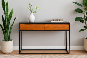 Durable Modern White Oak Wood <b>Console</b> <b>Table</b> with Metal Legs <b>Storage</b> Living Room Furniture for Villa Bedroom Hotel Apartment - Product Image 2