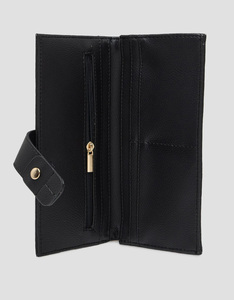 100% cuir véritable dames fermeture à glissière portefeuille doux et magnifiquement conçu avec chaînes décoration longue et bouton fermeture noir - Product Image 3