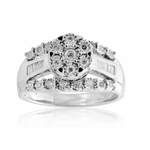 Women's Round Diamond Engagement Ring Cluster Flower Shape - Product Image 1