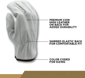 Gants de conducteur de camion en cuir de vachette de qualité supérieure blanc naturel souple et durable Gants de conduite de sécurité pour le travail industriel au design personnalisé - Product Image 3