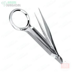 Pinzas de aumento de acero inoxidable Premium Herramienta de precisión de punta fina con lupa - Product Image 3