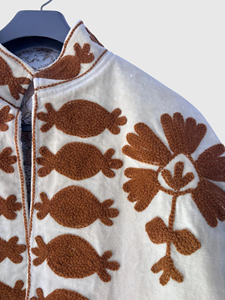Veste matelassée à col mandarin brodée à la main avec des motifs floraux, manches longues, taille plus, vêtements de printemps pour femmes, style bohème en velours - Product Image 6