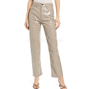 High Quality Casual Wear <b>Women</b> Leather Pants Solid Color Top Selling Streetwear <b>Women</b> Leather Pants - Product Image 2