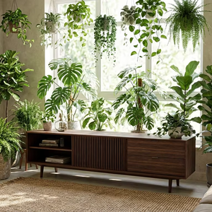 Mueble de TV de Madera Maciza 100%, Diseño Minimalista, Alta Calidad, Mueble de Interior para Dormitorio, Apartamento, Sala de Estar - Product Image 1