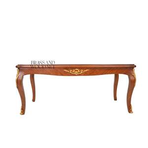 โต๊ะกาแฟไม้ทรงสี่เหลี่ยมหรูหรา พร้อมท็อปวีเนียร์ลายเพชร และตกแต่งด้วยทองเหลืองสีทอง สำหรับห้องนั่งเล่นสุดหรู - Product Image 2