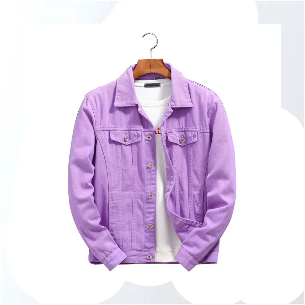 Top Quality Men Denim Jackets Purple Orange Men Women Outwear Cowboy Coats New Autumn Casual Loose Jean Jacket Hombre