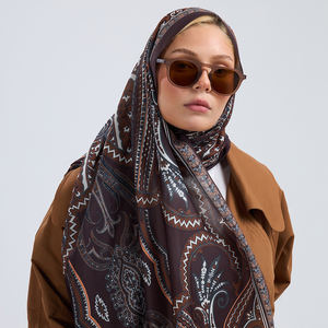 Bufanda Pashmina para Mujer, Diseño Étnico Vintage con Estampado Paisley Barroco, Acabado Mate, Tacto Suave, Sensación de Algodón, Ligera, para Todas las Temporadas - Product Image 1