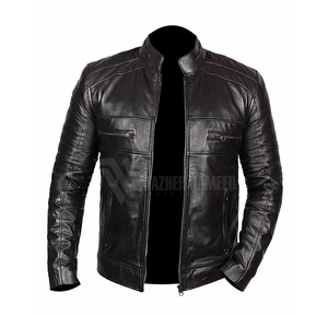แจ็กเก็ตหนังแท้สำหรับผู้ชาย, แจ็กเก็ตแฟชั่นมีซิปอบอุ่นเหมาะสำหรับใส่ในฤดูหนาว - Product Image 1