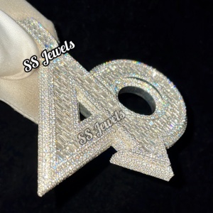 จี้เพชรโมอิสสีเขียวมรกตจำนวน40แบบกำหนดเอง925เงินฮิปฮอปเย็นนำโชคสร้อยคอทดสอบผ่าน - Product Image 3