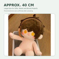 Peluche personnalisée de 40 cm, grande poupée en peluche à cheveux bruns, figurine mignonne, OEM ODM, vente en gros, cadeau