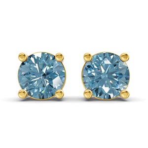 Icy <b>Blue</b> Round Lab Grown Diamond <b>Stud</b> <b>Earrings</b> 1 Ct Tw VS Clarity Four Prong 14K Gold Frozen Sparkle For Women Everyday Trendy - Product Image 2