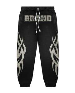 Street Style Men's Pants Custom Terry <b>Fleece</b> Breathable Straight Front Wholesale Curved Striped Men's Pants & <b>Trousers</b> - Product Image 2