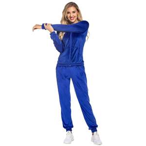 Chándal azul de alta calidad para mujer, chándal de talla grande con cuello redondo para mujer, ropa informal, chándal de algodón 100% para mujer, suministro OEM - Product Image 3