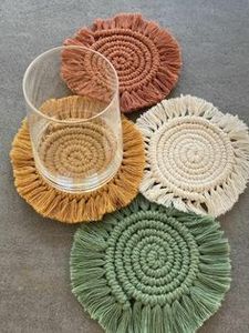 Juego de Posavasos de Mimbre Tejido a Mano, Posavasos de Mimbre de Diseño para Tazas, Vasos, Tazas de Té, Alfombrillas y Protectores para Mesas - Product Image 2