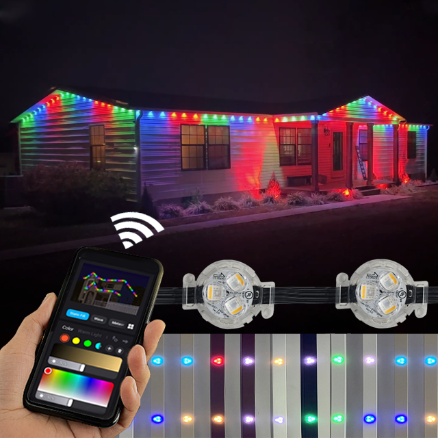 HRSYT 12V 24V 36V 48V Christmas Permanent Holiday Lights Navidad Luces Controller Outdoor Smart RGB LED Point Pixel Lights