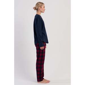 Ensemble de pyjama ovale en interlock à col rond et manches longues pour femme - Bleu marine - Bleu marine - Product Image 3
