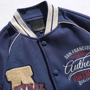 เสื้อแจ็กเก็ตเครื่องแบบเบสบอลของผู้ชายเสื้อแจ็กเก็ตปักลายตัวอักษรแนวสตรีทสำหรับใส่ไปเรียนแนวสตรีทสไตล์วินเทจใส่ได้ทั้งฤดูใบไม้ผลิและฤดูใบไม้ร่วง - Product Image 6