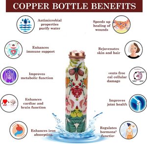 Logotipo personalizado y precios Diseño elegante Botella de agua de cobre impresa sin juntas superventas Ayurvédica - Product Image 4