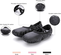 Zapatos de Ballet Premium Cómodos, Transpirables y Suaves con Suela Dividida Plana para Niños y Adultos, de Cuero Elástico con Forro de Lona y Plantilla de PU