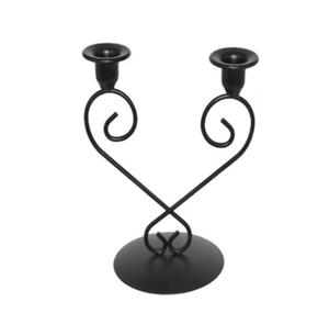 Bougeoir en métal fait à la main d'accessoires de décoration intérieure de luxe dans le style de lanterne de revêtement de poudre noire - Product Image 2