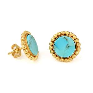 Arizona boucles d'oreilles turquoise naturelle 10mm 925 argent Sterling léger élégant bijoux filles fiançailles fête cadeau - Product Image 6