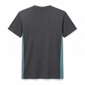 Wholesale Charcoal V Neck T Shirt with Mint Side Panels Custom Mens Cotton Short Sleeve Casual Wear - Product Image 4