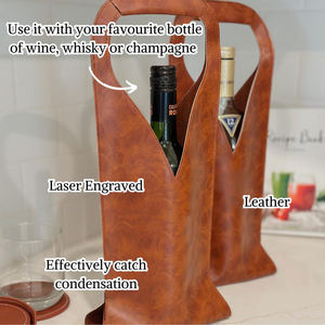 Bolso de cuero grabado para vino, vino, Caddy, amantes, inauguración de la casa, regalo de boda corporativo, LEB-0001 - Product Image 2