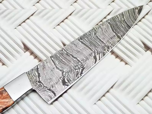 Couteau de chef en acier Damas à lame robuste avec manche en bois, compatible lave-vaisselle, tranchant supérieur pour une durabilité à long terme - Product Image 3