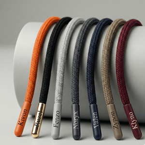 Sacs à vêtements personnalisés avec logo, écologiques, en cordon tressé à 8 brins, finition cirée ronde, 100 % coton, embouts en aglet (OEM) pour chaussures - Product Image 2