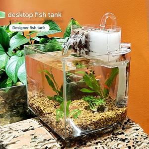 Zelfreinigend Aquaponics Aquarium, Klein Bureaublad Aquarium Met Stille Pomp Voor Bureau, Mini Ecosysteem Betta Tank - Product Image 3